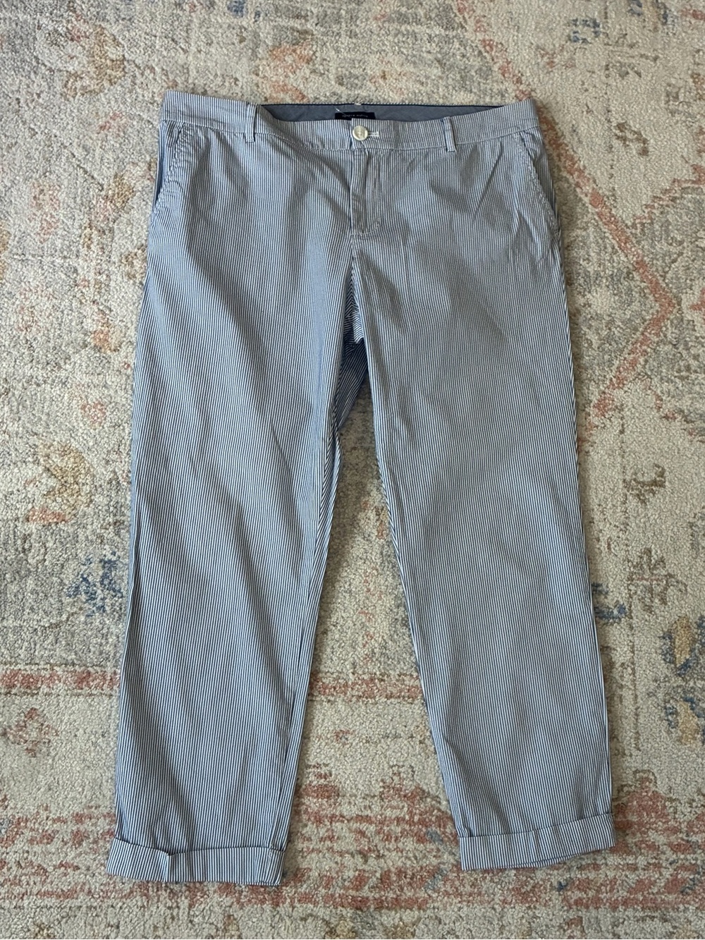 Tommy Hilfiger Light Blue Striped Chinos With AnKle Cuff